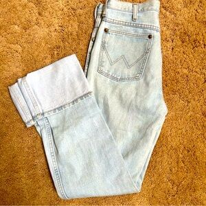 VINTAGE 90s WRANGLER WESTERN COWGIRL LIGHT BLUE WASH DENIM JEANS PANTS